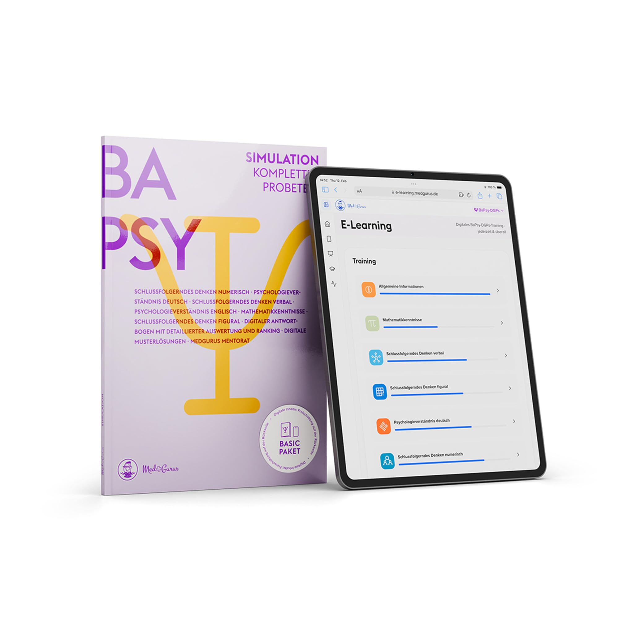 MedGurus - BaPsy-DGPs Vorbereitung - Basic Paket – Simulationsbuch und E-Learning mit über 300 Übungsaufgaben zum Einstieg in die Vorbereitung auf den Studieneignungstest Psychologie