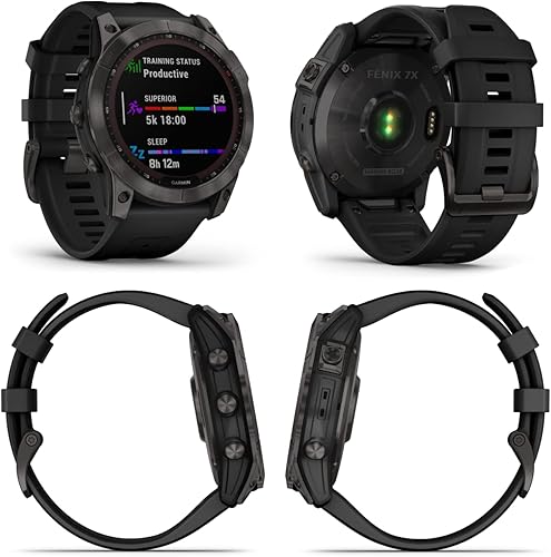 Miniatura 2 de Garmin Fenix 7X Sapphire Solar Multisport GPS - Reloj inteligente con pantalla táctil, color azul mineral DLC titanio con banda de piedra blanca,