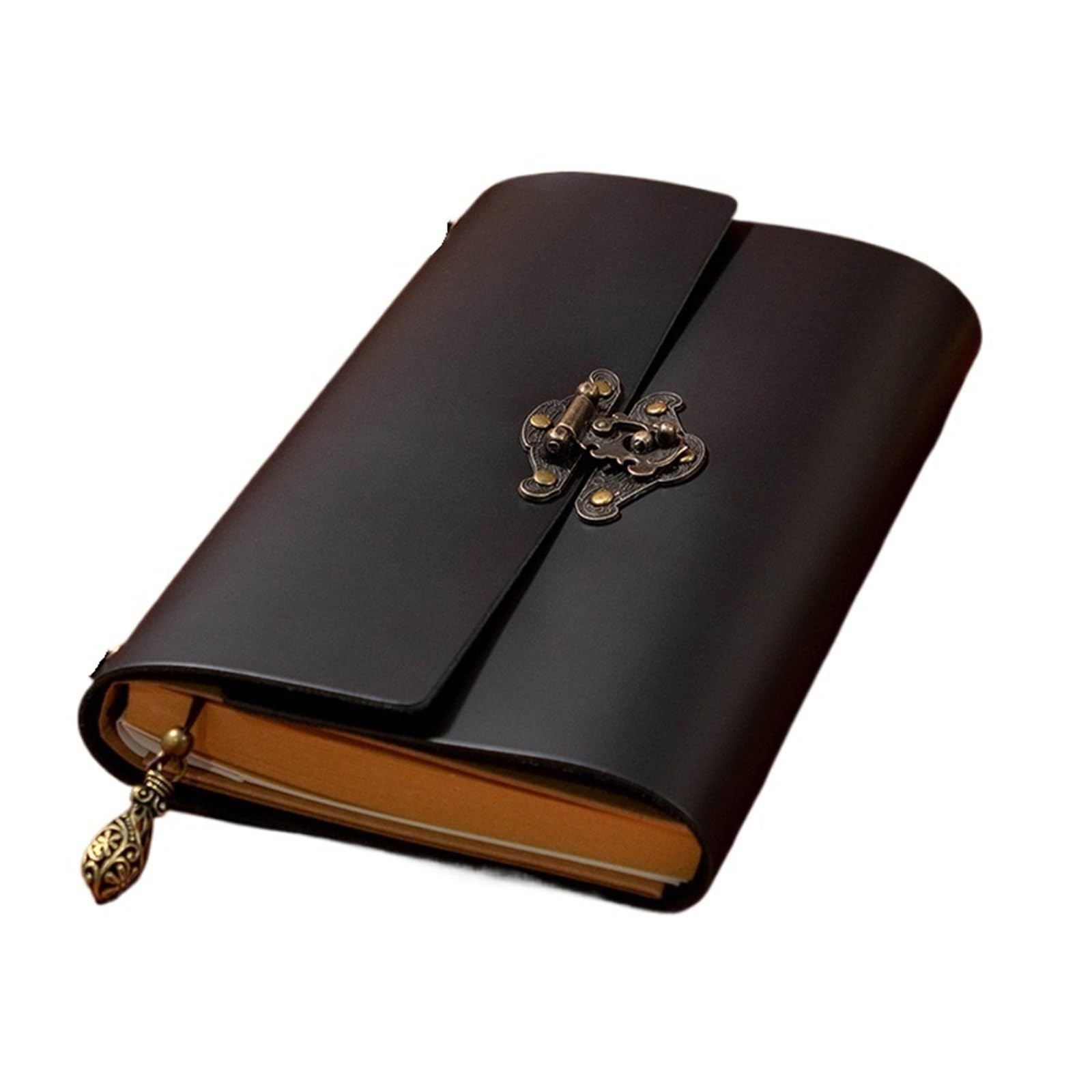 Libreta Vintage Recargable con candado, libreta de Piel de Vaca de Primera Capa, para actas de reuniones de Trabajo, Cuaderno de Cuero Suave, Diario de Estudio para Estudiantes