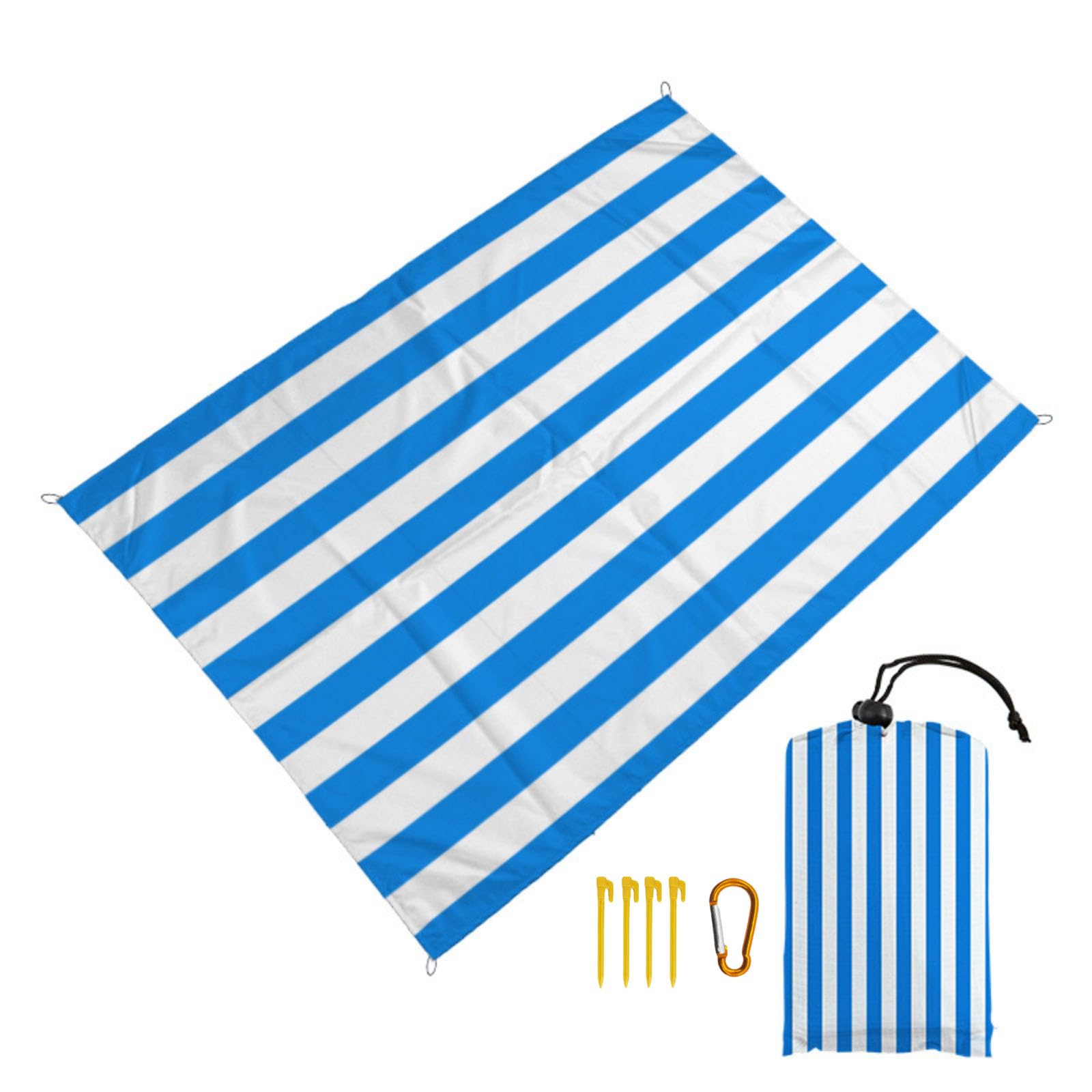 Surwin Stripes Sand-Free Waterproof Beach Blanket, Lightweight Compact Mats Quick-Dry Microfibre Beach Pad Extra Large Oversized Pool Towels for Camping, Hiking, Picnic (Simple,140x200cm)