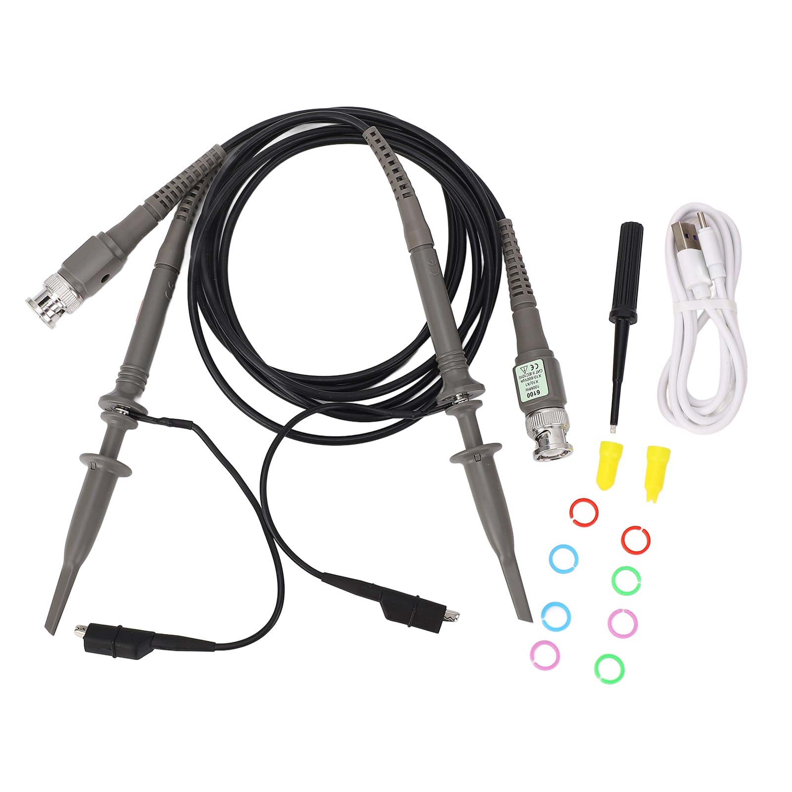Oscilloscopio Digitale 2 Canali 50MHz con 2 Sonde Incluse Kit Completo Cavo Ricarica Cacciavite