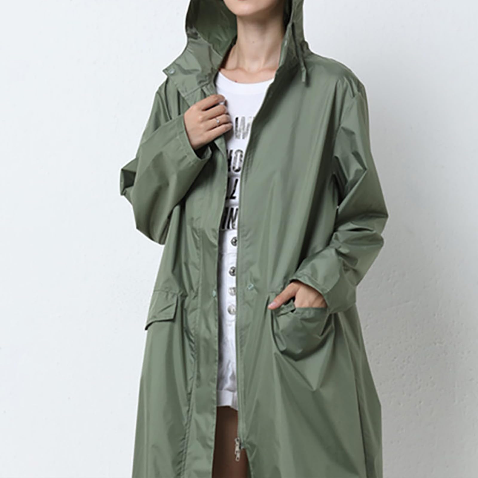 Poncho antipioggia da uomo, impermeabile, con cappuccio, leggero in PVC