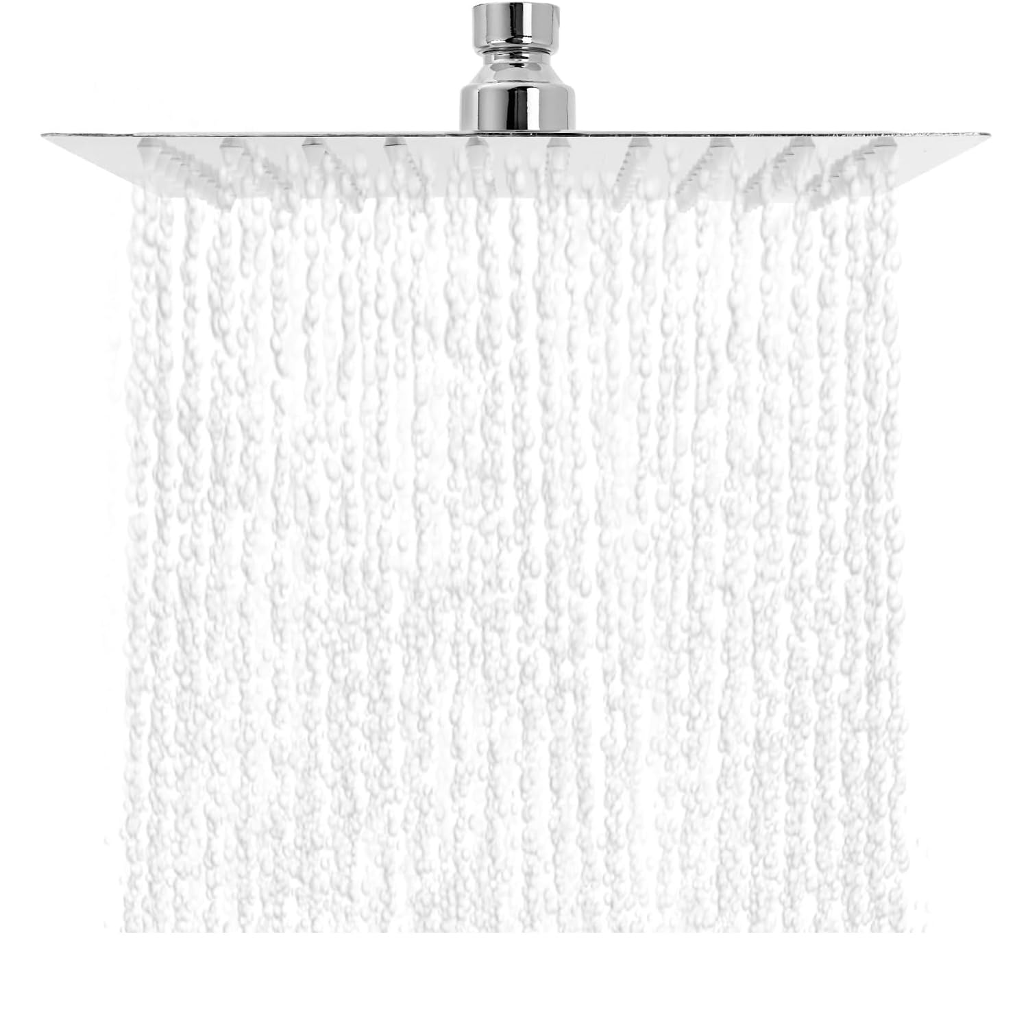 8 Inch Square Rain Shower Head,High Pressure Stainless Steel Rainfall Shower Head with 360°Swivel,Anti-Limescale,Universal G1/2" Fitting,Ceiling or Wall Mounted,Chrome Finish