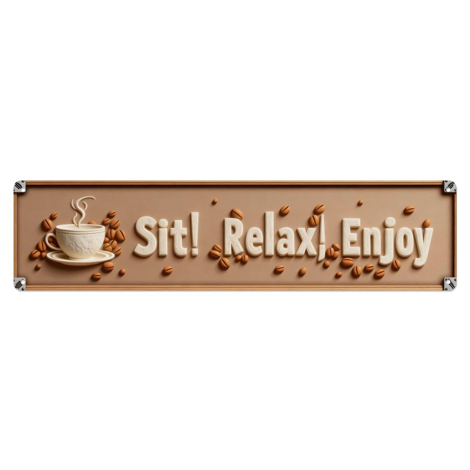 Coffee Cup Beans Steam Relax Metal Tin Sign Plaque