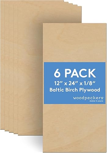 Woodpeckers - Madera contrachapada de abedul báltico, 0.118 in, 18 x 12 x 24 pulgadas, caja de 6 hojas de abedul báltico de grado BBB, perfecta para