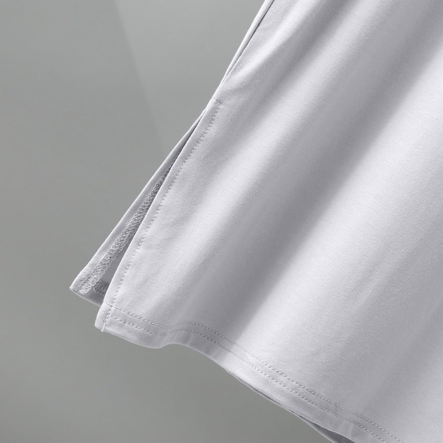 Crew Neck Nightshirts for Men Short Sleeve Soft Lightweight Side Slits Robe Comfy Breathable Bathrobe with Pockets