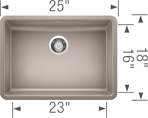Miniatura 2 de BLANCO, Truffle 442540 PRECIS SILGRANIT Fregadero de cocina empotrado compatible con ADA, 25 x 18 pulgadas