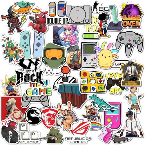 Image of WallDesign 47 Vibrant Gaming Sticker Set for Console & PC Gamers - Mobile, Laptop, PC, Accessories, Gifting - Durable, Laminated, Quality Printed Vinyl for True Hardcore Gamers /Gaming Culture