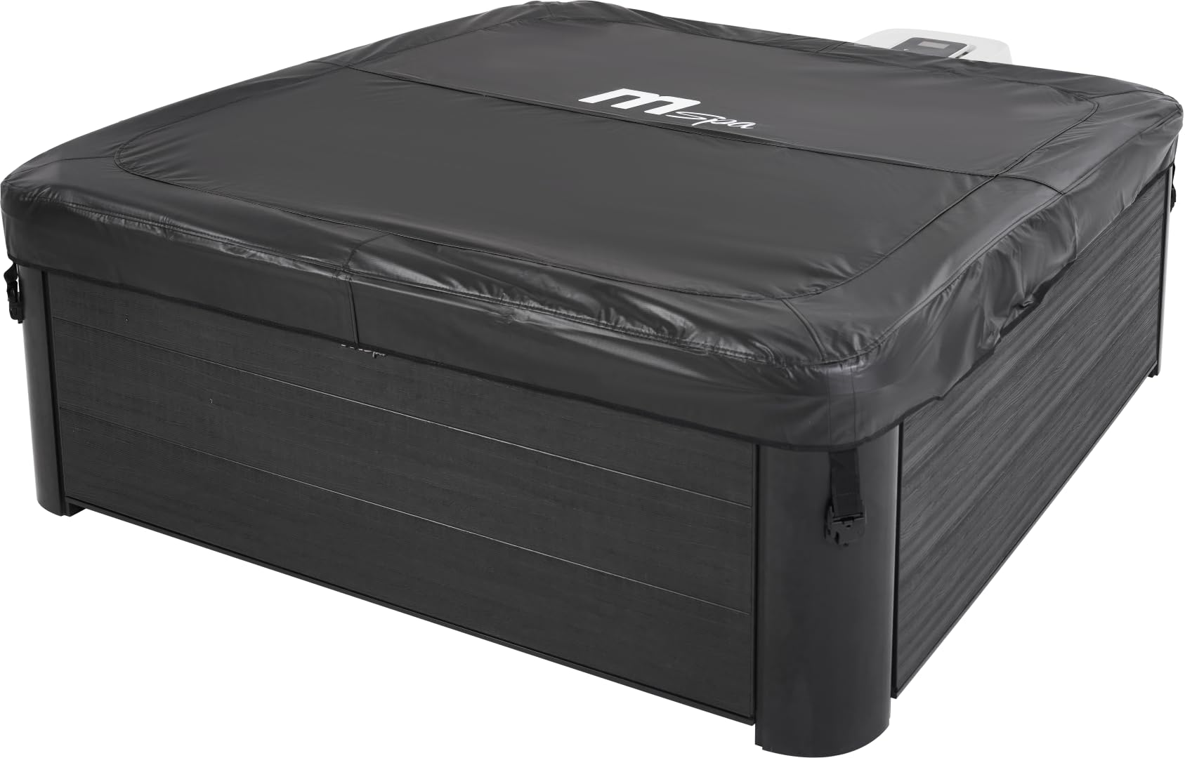 MSPA Oslo Saphire - 160 x 160 x 65 cm - Gonflable d'extérieur pour 6 Personnes avec 120 Jets de Massage, 8 Jets Hydro-Chauffage, Chauffage PTC, LED, désinfection à l'ozone et