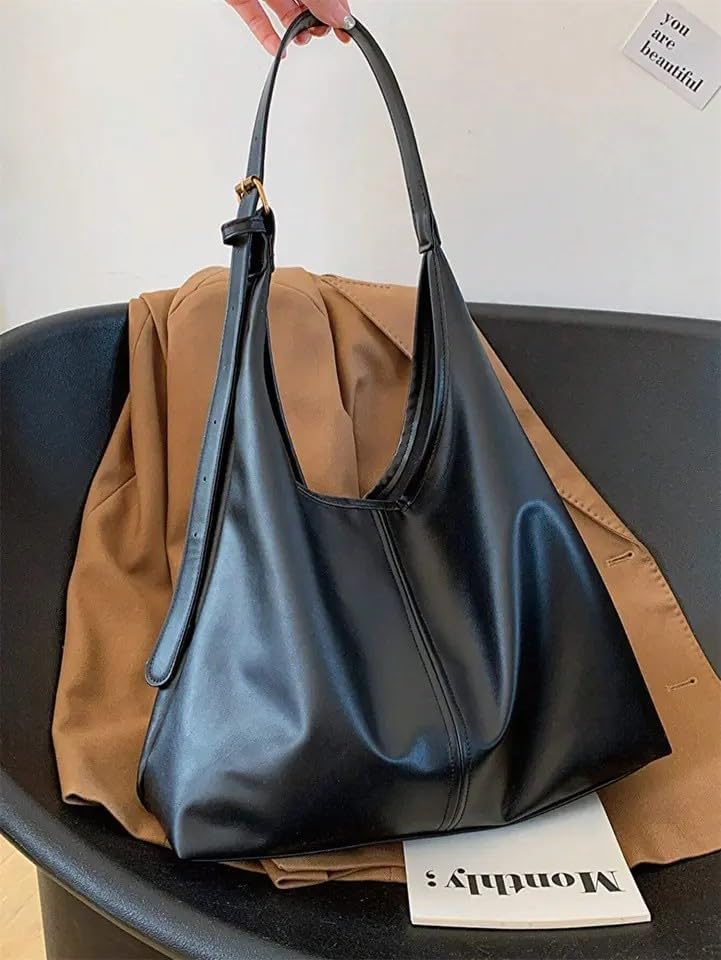 Image of Hobo Shoulder Bag for Women - Soft PU Leather Slouchy Tote Purse | Casual Lightweight Handbag for Work, Travel & Everyday Use