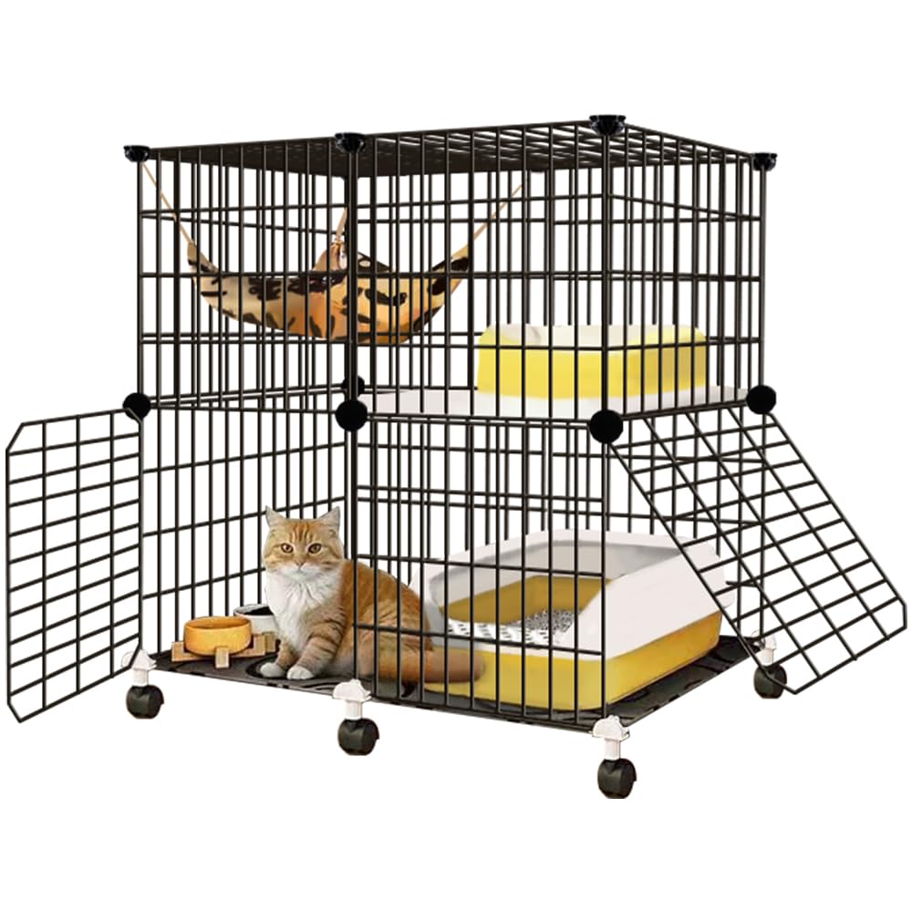 2段構造キャットケージ ホワイト×ブラック Amazon.co.jp: 猫 ケージ 2段 ワイド 【幅70×奥行45×高78cm