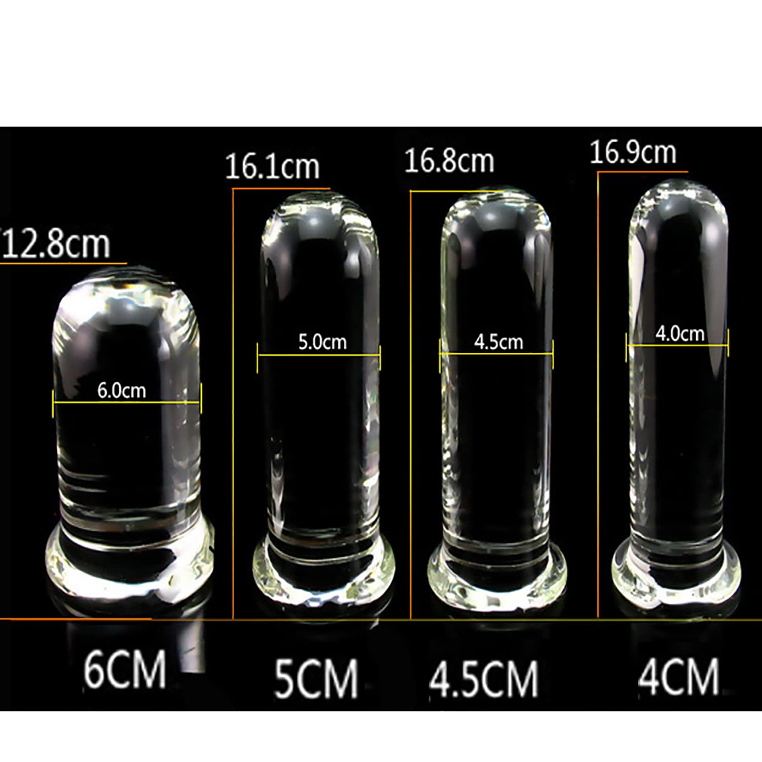 Perline anali Grande cristallo di cristallo Dildo Plug anale Butt plug Dildo di vetro con ventosa, 4 cm ~ 6 cm di spessore Plug anale di vetro Plug anale Massaggio prostatico
