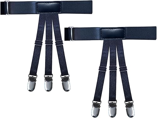 Camisa antideslizante para hombre con clip de camisa antiarrugas forma de sujeción objeto liga negra unisex para traje asistencia formal, Negro