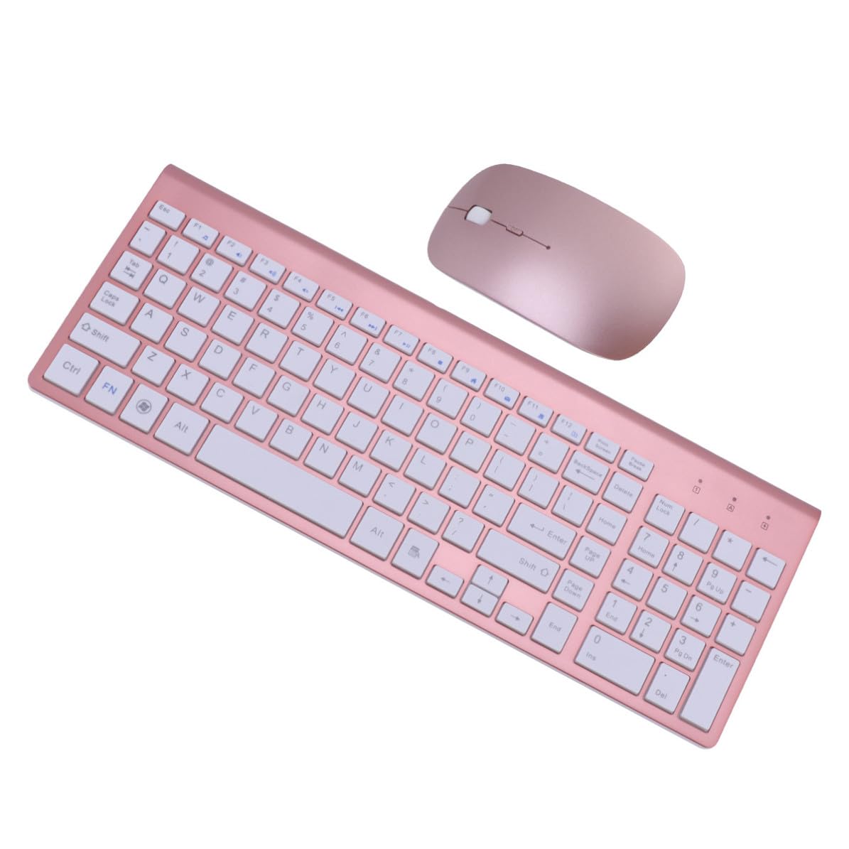 Tastiera e Mouse Wireless Set Sottile per Ufficio, Tasti Silenziosi