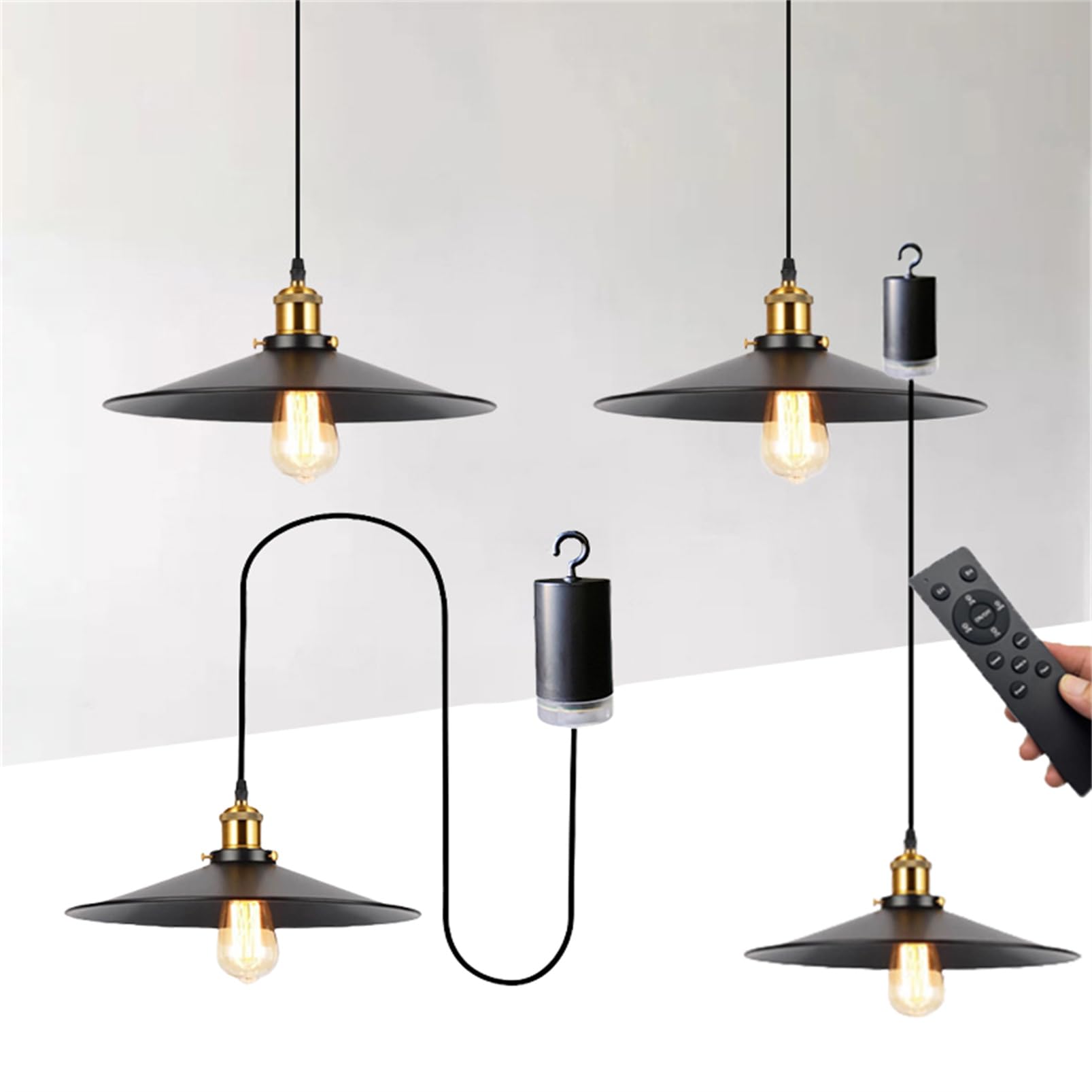 Lampada a sospensione a batteria con telecomando a batteria, lampadario da soffitto a batteria, senza cablaggio, lampadario per gazebo, pergolato, portico, patio, interno/esterno