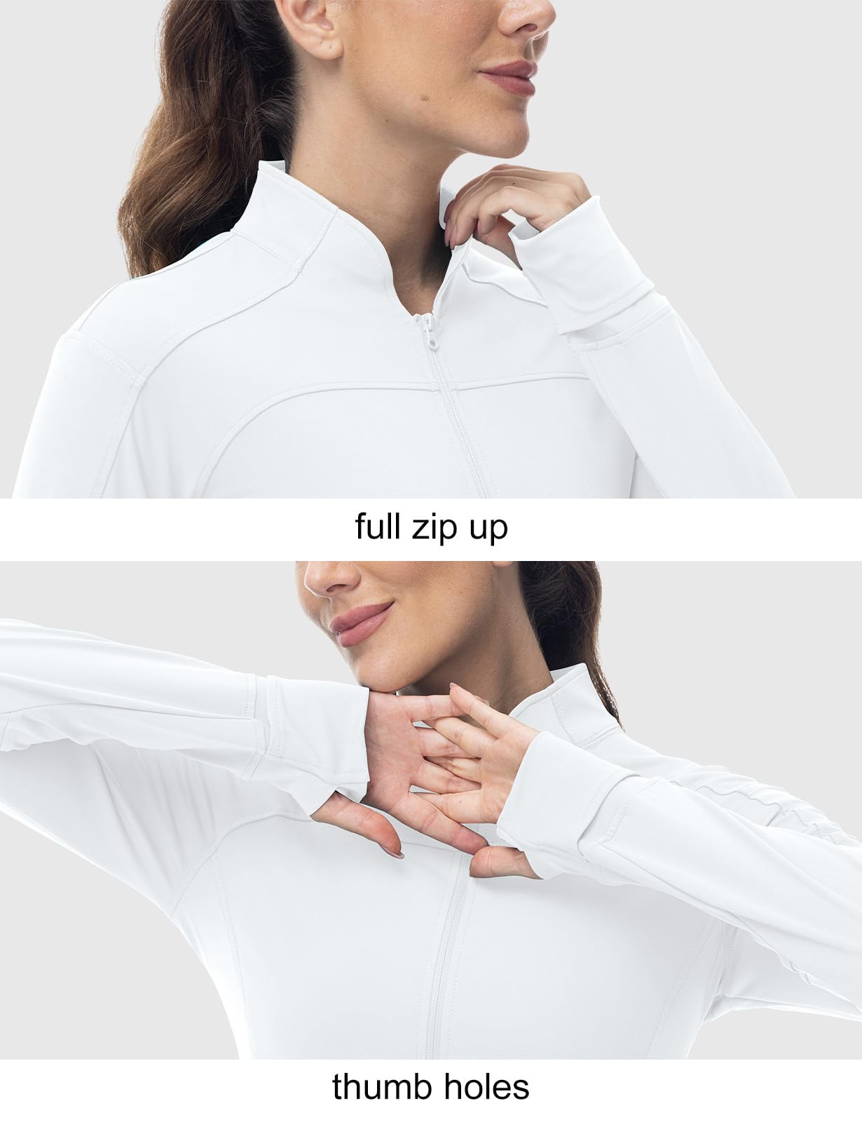 BGOWATU Women's Workout Jacket Lightweight Zip up Running Athletic Jackets with Thumb Holes — view 6