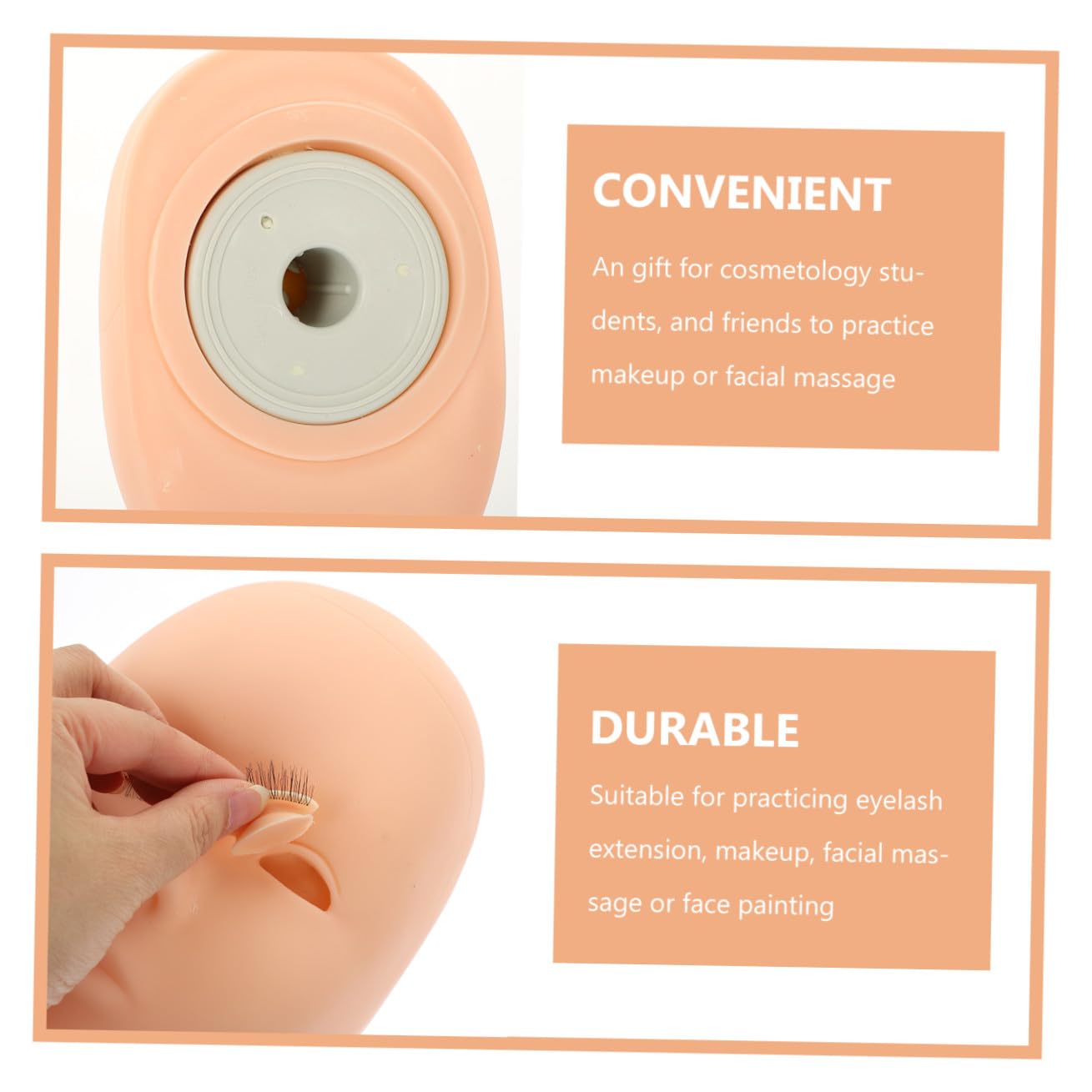 Mikikit Wimpern und Wiederverwendbarer Kopfform Übungskopf Silikon mit Abnehmbarem Augenlid für Gesichts Massage und Individuelles Training