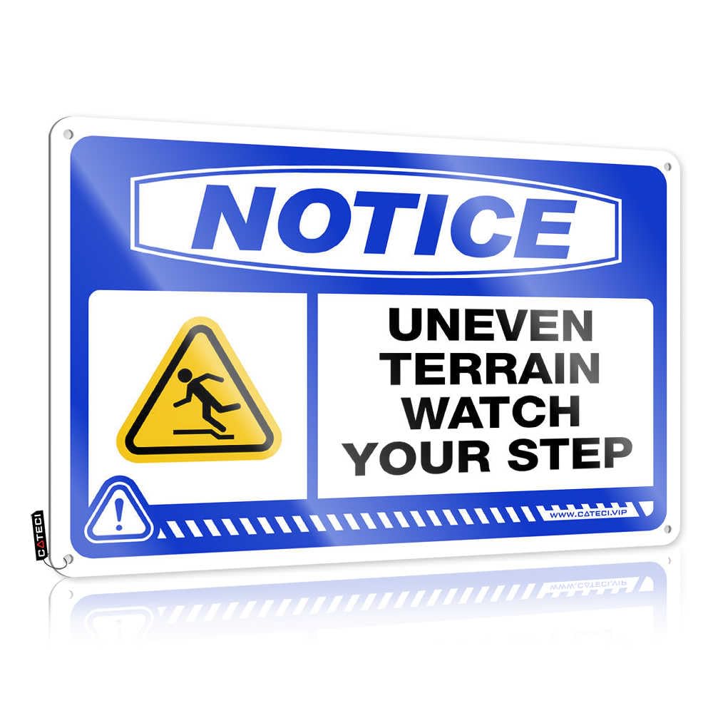 IBWNBBUSN Personalized Bar Signs Notice Uneven Terrain Watch Your Step Tin Sign Small Metal Tin Funny Outdoor Decor(30X40CM)