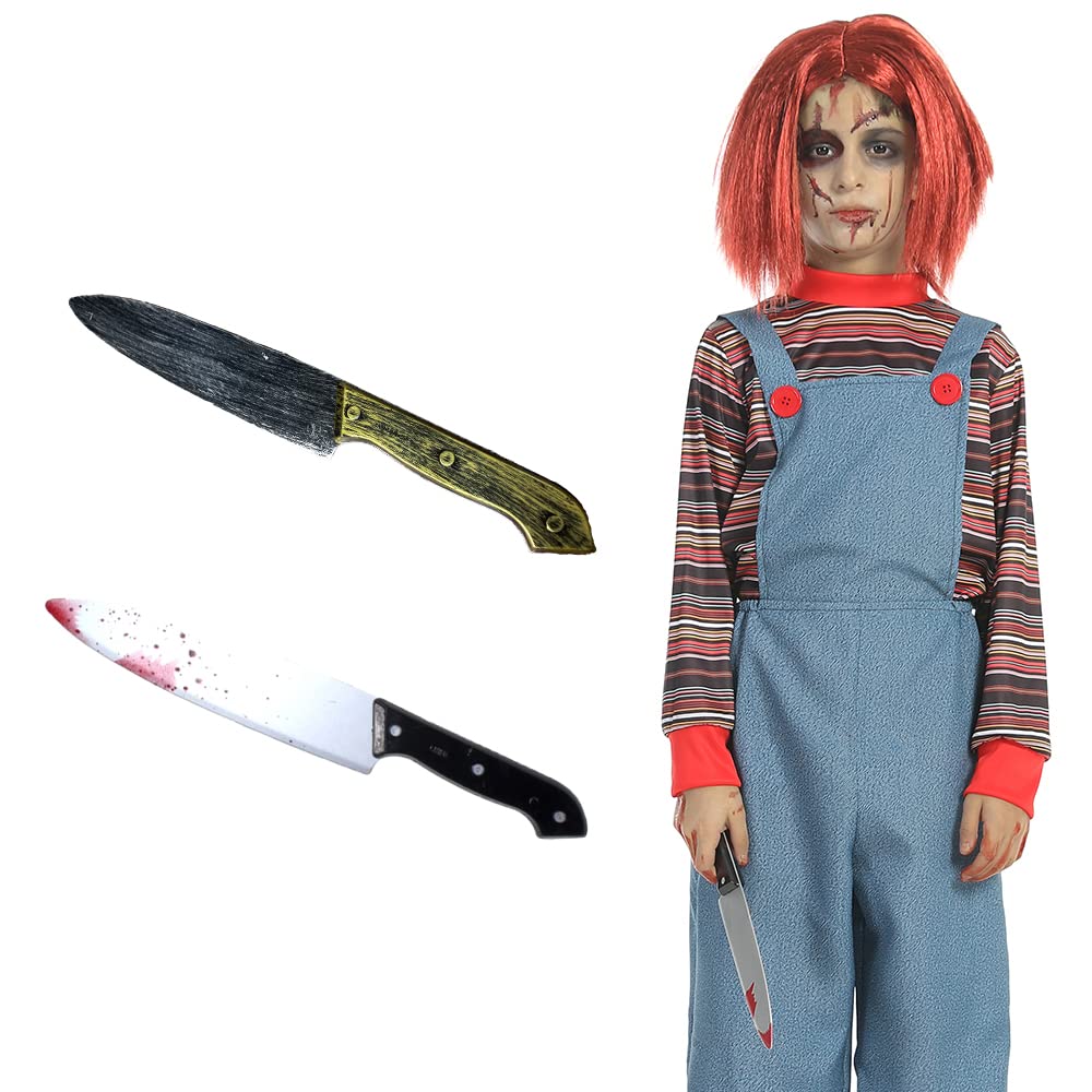 Carnavalife Cuchillo Chucky Scream con Sangre de Mentira para Disfraz Halloween Chucky Niño Adulto, 2PCS