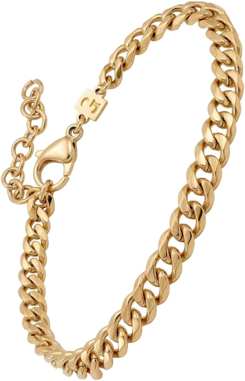 Galis Mens Bracelet - Cuban Link or Box Chain Layered Chain For Men - Premium Stainless Steel, Gift for him, Gold, Silver, Black Bracelet For Men 7-8" Size, 3-5mm Thick
