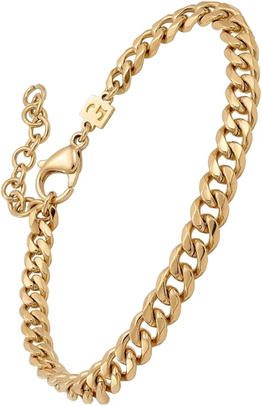 Pulsera para hombre – Cadena de eslabones cubanos o cadena de caja en capas para hombres – Acero inoxidable premium, regalo para él, pulsera dorada, plateada, negra para hombres de 7 a 8 pulgadas, 3 a 5 mm de grosor