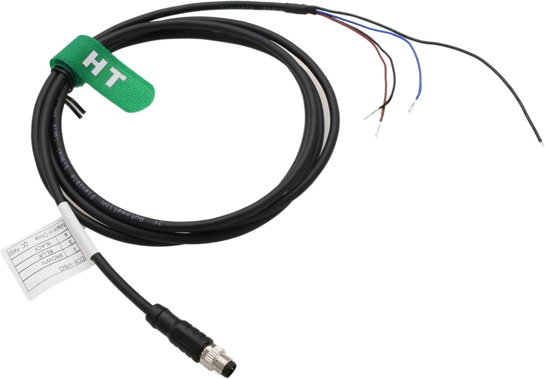 Actuator Sensor Electrical Power Cable M8 3 Pin Male Flying Leads for Industrial Automation I/O Connection Switch Field Device Shielded A-Code PVC 1m