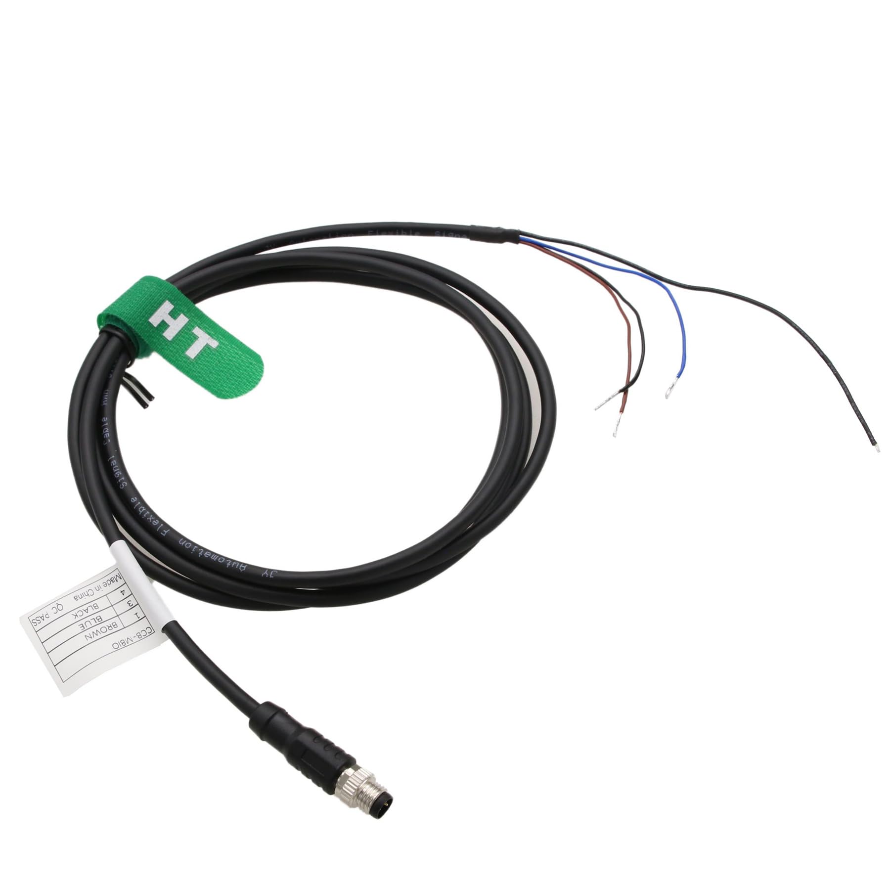 Actuator Sensor Electrical Power Cable M8 3 Pin Male Flying Leads for Industrial Automation I/O Connection Switch Field Device Shielded A-Code PVC 1m