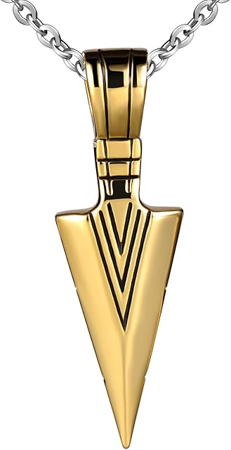 Feilok Unique Stainless Steel Pendant Arrow Arrowhead Weapon of Assassin Necklace Pendant for Men
