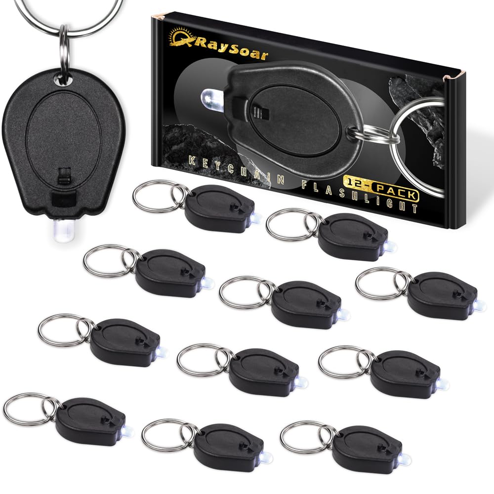 RaySoar 12 Pack Ultra Bright Mini LED Keychain Flashlight, Small Key Ring Flashlight, Portable LED Keychain Light