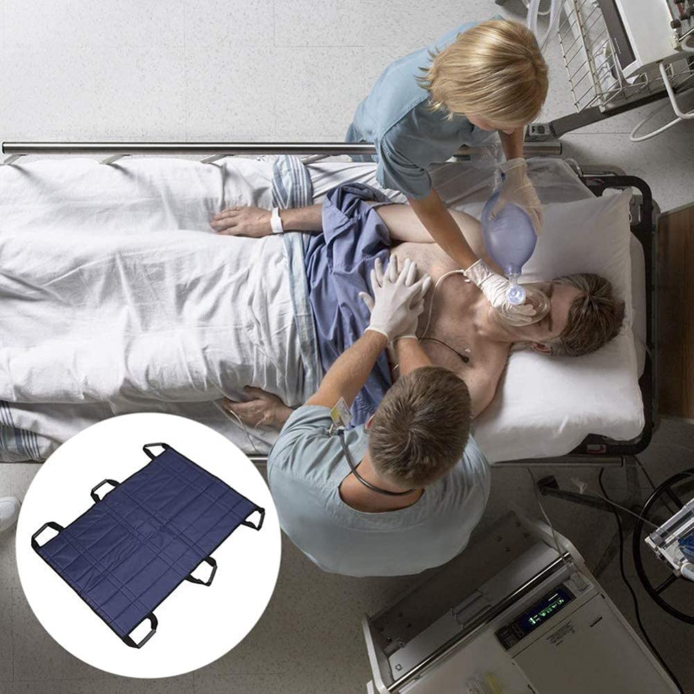 Sábanas Deslizantes Planas Reutilizables Sábanas Deslizantes con Asas para Traslados de Pacientes Giro Reposicionamiento En La Cama Cuidado en El Hogar, Azul