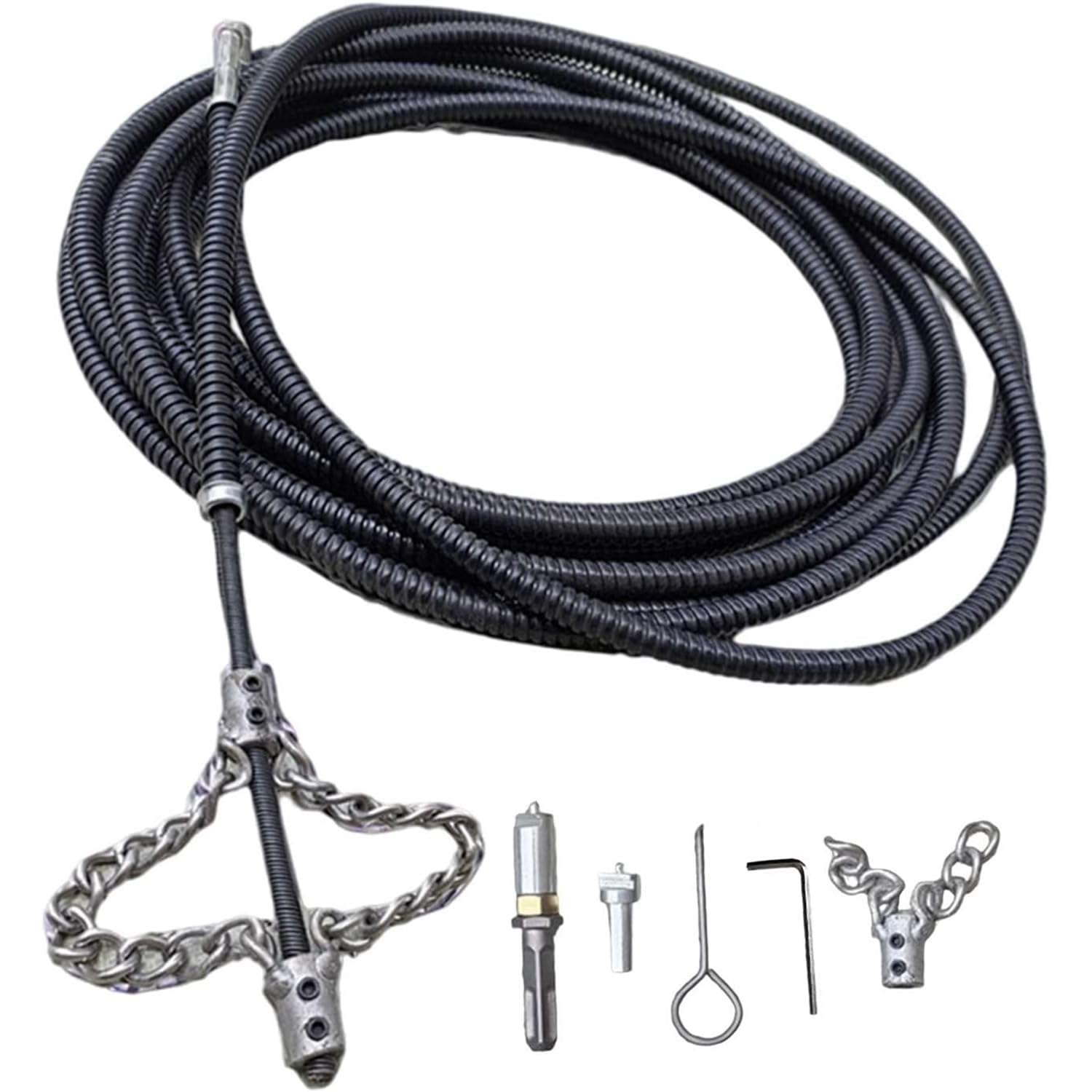 Professional Drain Unblocker Snake,Flex Shaft Sewer Descaling Chain,Hair Clog Remover Pipe Snake Tool Reusable Flexible Rods,For Bathroom,Shower,Kitchen,Toilet, Sewer,Sinks(Size:300cm,Color:Black)