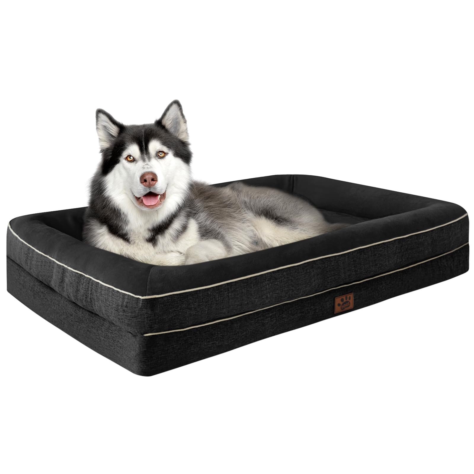 TaiBest Waterproof Memory Foam Dog Beds for Large Dogs Non-Slip Orthopedic Dog Beds Washable Couch Pet Bed with Removable Cover (Black, ​111cm ×81cm ×16.5cm)