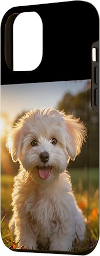 Miniatura 2 de iPhone 13 Pro Max Lindo Bichon Frise Perro Sentado En La Puesta De Sol Fotografía Caso