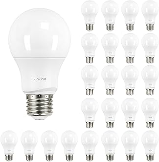 Linkind Dimmable A19 LED Light Bulbs, 60W Equivalent, E26 Base, 5000K Daylight, 9.5W 840 Lumens 120V, UL Listed FCC Certified, Pack of 24