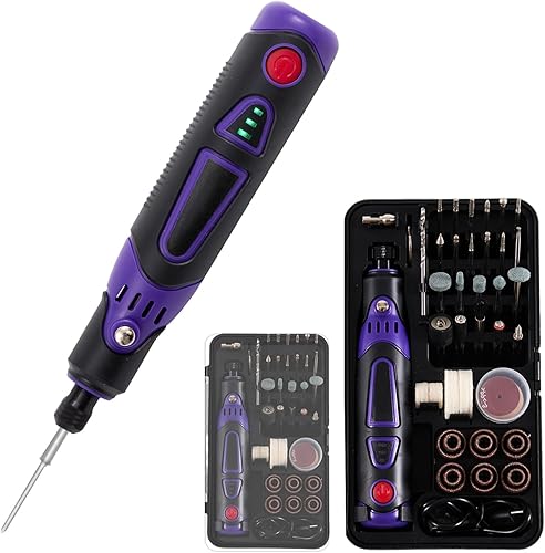 Kit de bolígrafo de grabado recargable inalámbrico AMZNR, 82 accesorios, herramienta de grabado para metal, madera, vidrio, plástico, piedra,