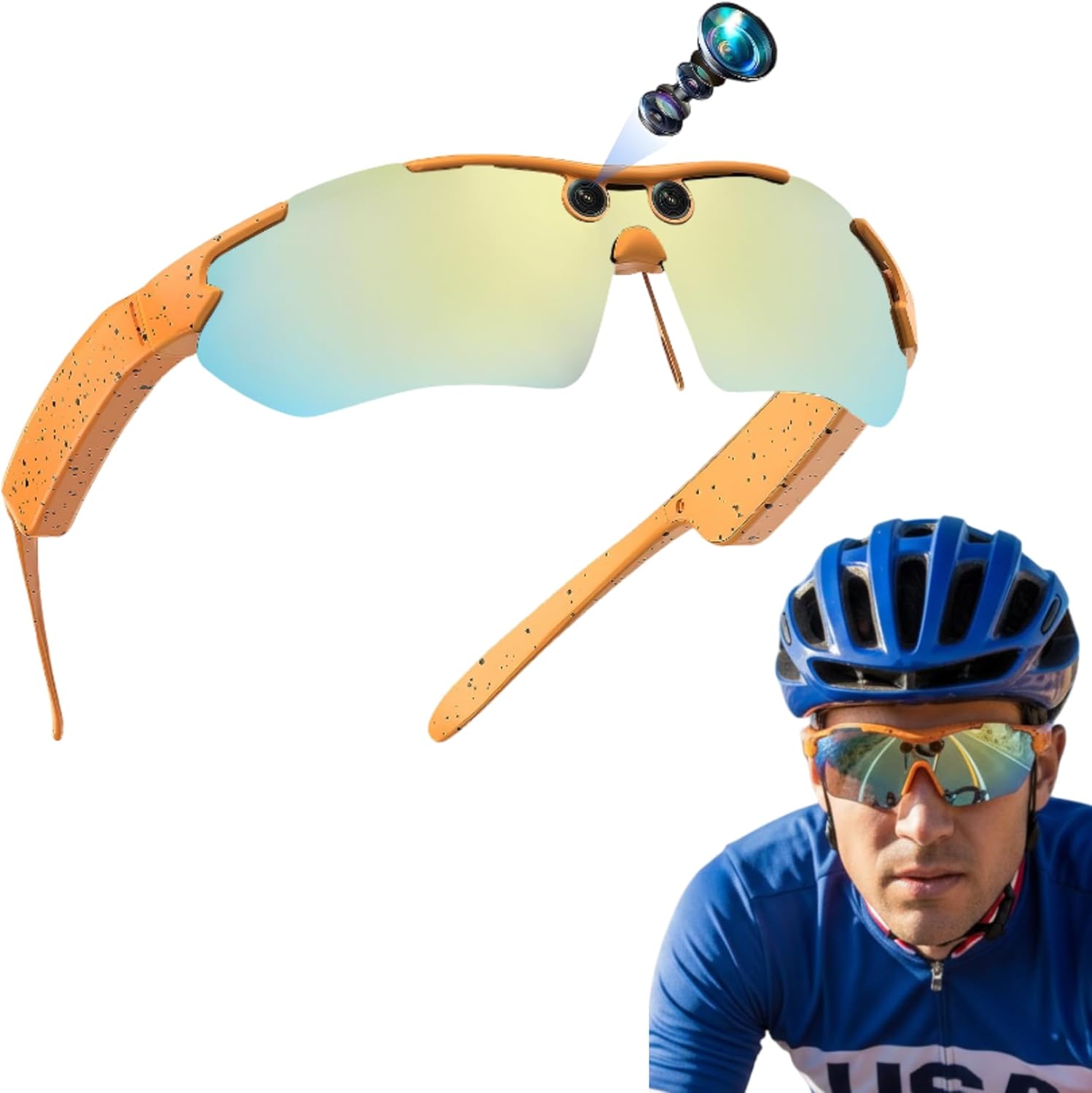 ANUMITRA AI Glasses with Camera, AI Smart Glasses with Camera 8 MP & 1080P HD Video Glasses, ChatGPT AI, 26-Language Translation, Dual Mic Speakers, WiFi Sports Sunglasses IP65