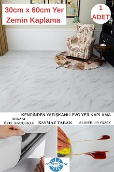 30cm x 60cm 1 Adet Yap kanl  Floor Pvc Panel Yer Zemin Kaplama Paneli Arkas  Kau uklu Banyo Mutfak