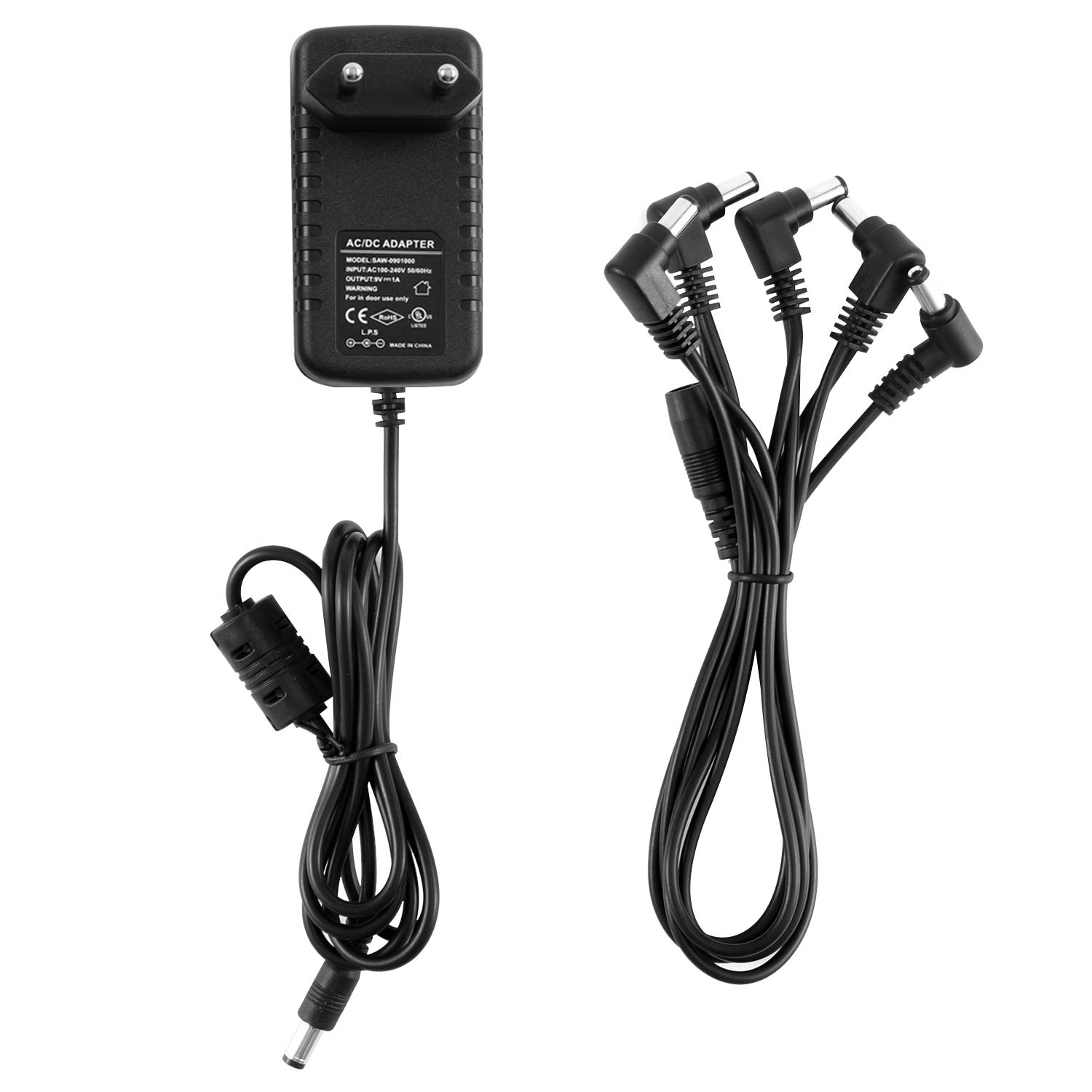 Donner DPA-1 9V Power Supply Adapter For Effect Pedals With 5 Way Cable