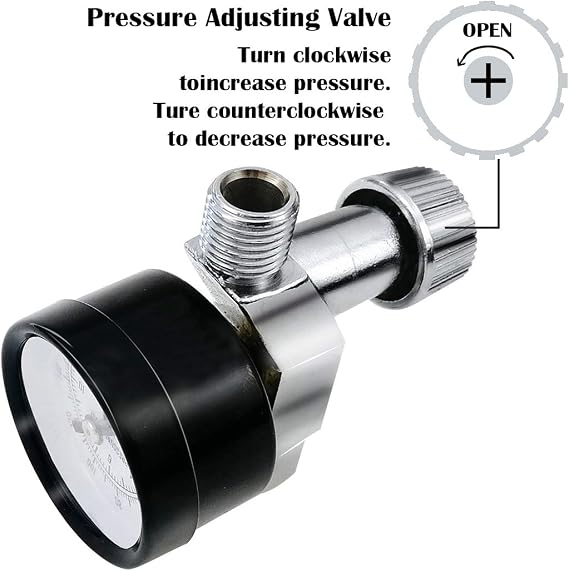 Beduan Water Pressure Regulator Valve, G-1/4 Male Water Pressure Reducer Adjustable Control Valve with Gauge
