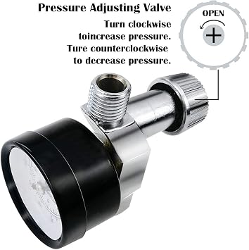 Beduan Water Pressure Regulator Valve, G-1/4 Male Water Pressure Reducer Adjustable Control Valve with Gauge