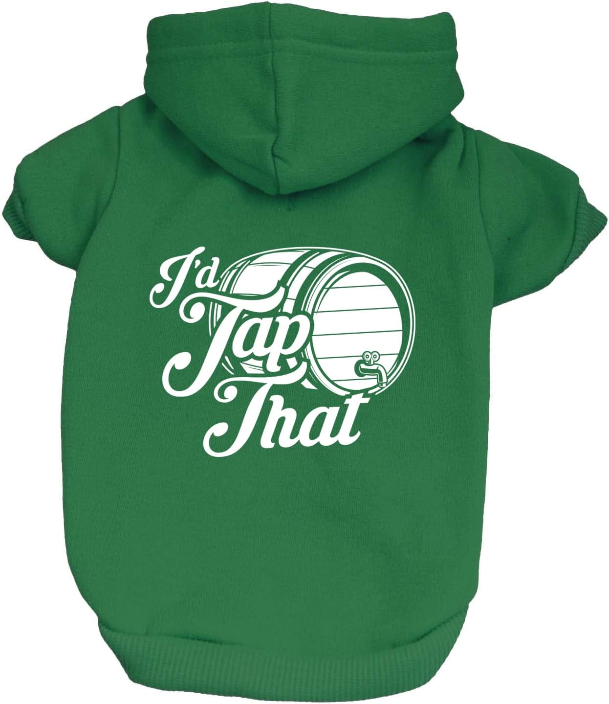 I'd Tap That Dog Hoodie Fleece Lined Pullover Sweatshirt with Leash Hole (Green, 2X-Large 1002)