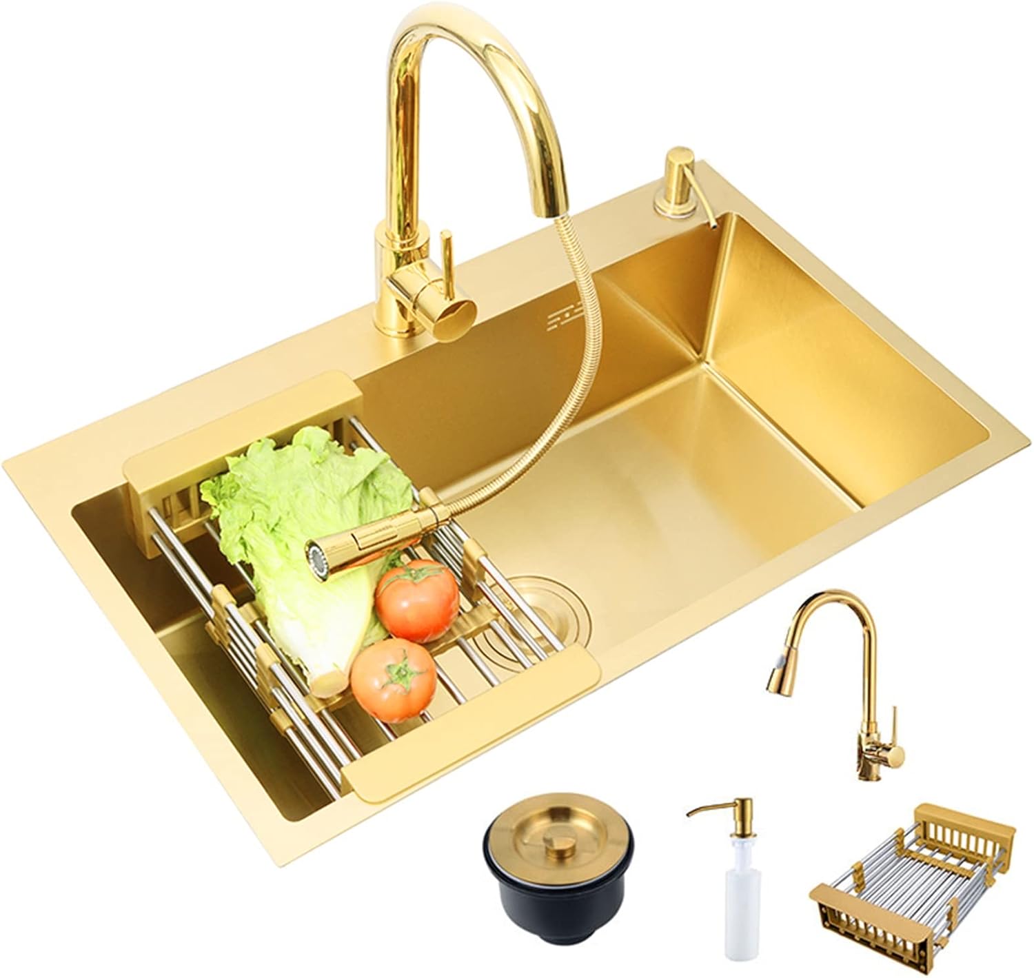 Gold Kitchen Sink Undermount Kitchen Sinks with Pull-Out Tap Includes ...