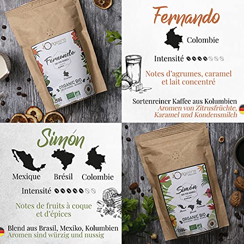 ORIGEENS BIO KOFFIEBONEN 1kg | Arabica Koffie Bonen | Probeerset, Ambachtelijk Gebrand, 4x250g | Cadeau-idee - Afbeelding 5