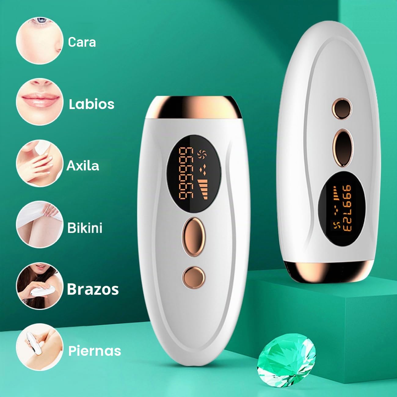 At-Home - Dispositivo de depilación láser IPL para mujeres y hombres, depilación permanente 999,999, parpadea sin dolor en axilas, espalda, piernas, brazos, cara, línea de bikini