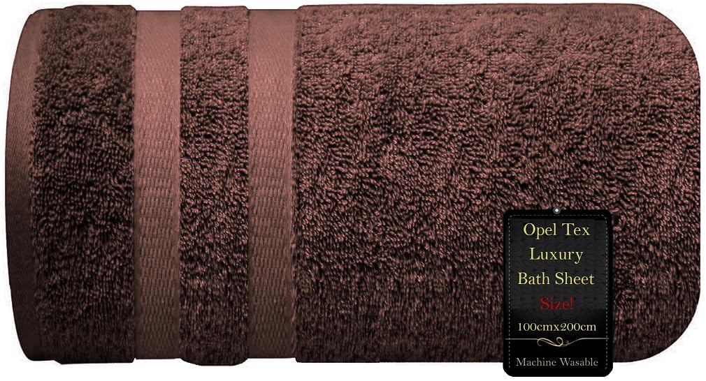Super Jumbo Bath Sheet (100cm x 200cm-600GSM) 100% Egyptian Cotton Extra Large Bath Towel Super Soft Hotel Quality Towel Quick Dry XXL Bath Sheet Big Towels & Beach Towels (Brown)