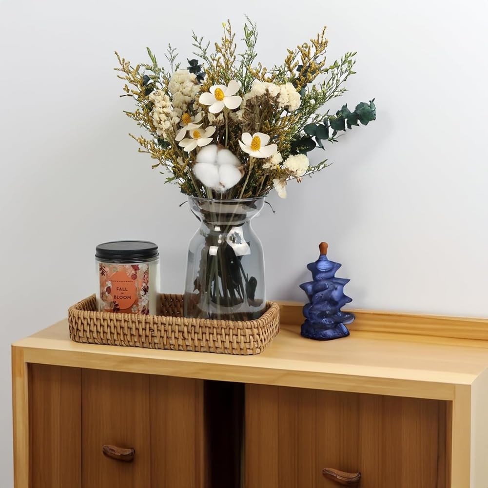 Plateau Décoratif Antidérapant en Rotin Damier Noir et Nacre