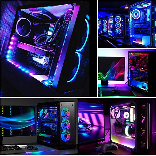 Speclux Addressable Pc Led Strip, Magnetic Rgb Strip Pc Case Lighting, 2Pcs Computer Led Strip Lights 42Leds For 5V 3-Pin Asus Aura Sync, Gigabyte Rgb Fusion, Msi Mystic Light Sync Motherboard #TOP6