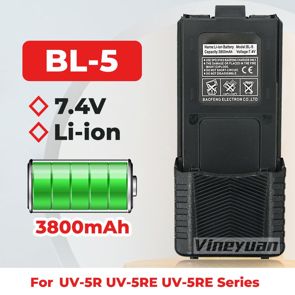 Batterie étendue 3800 mAh BL-5 pour UV-5R UV-5RA UV-5RB UV-5RC UV-5RD UV-5RE BF-F8HP Série Radios Batterie avec câble de Chargeur USB