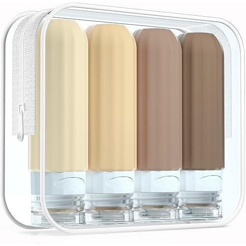 Travel Bottles for Toiletries, TSA Approved, Silicone Travel Bottles, BPA Free, 3oz Leak Proof Travel Size Bottles, Travel Accessories for Shampoo Body Wash Lotion Soap Liquids (4 Pack)