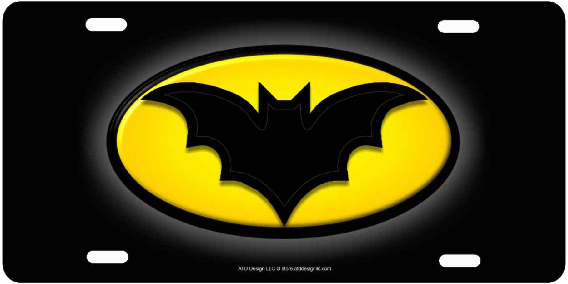 Bat Logo Novelty License Plate Printed Not 3D, Not Embossed, Not Raised